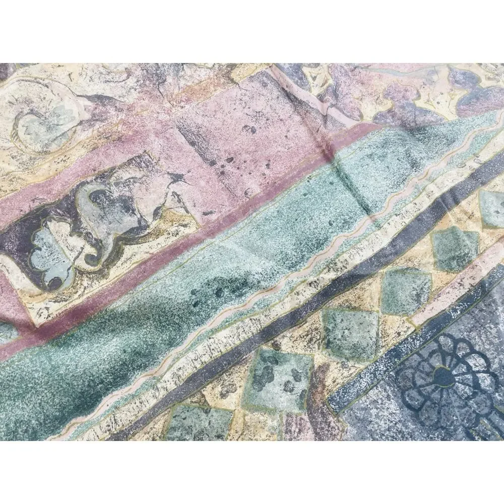 Set Croscill Vintage 1980’s Pastel Watercolor Pillow Shams Pink Green Geometric